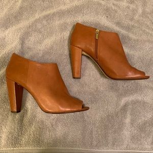 Banana Republic Brown Leather Peep Toe Bootie Heels